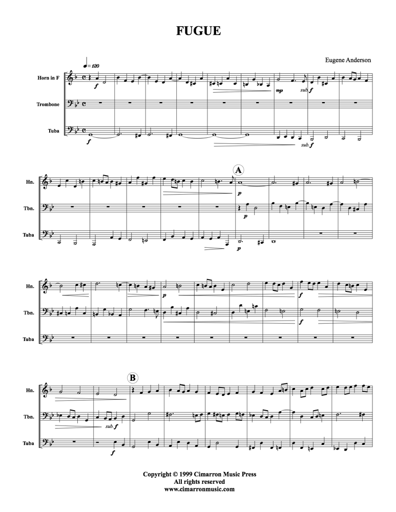 Anderson - Fugue for Low Brass Trio - Brass Trio - Brass Music Online