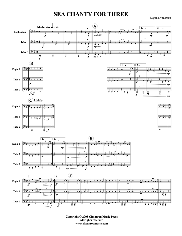 Anderson - Sea Chanty for Three - Euphonium/Tuba Trio - Brass Music Online