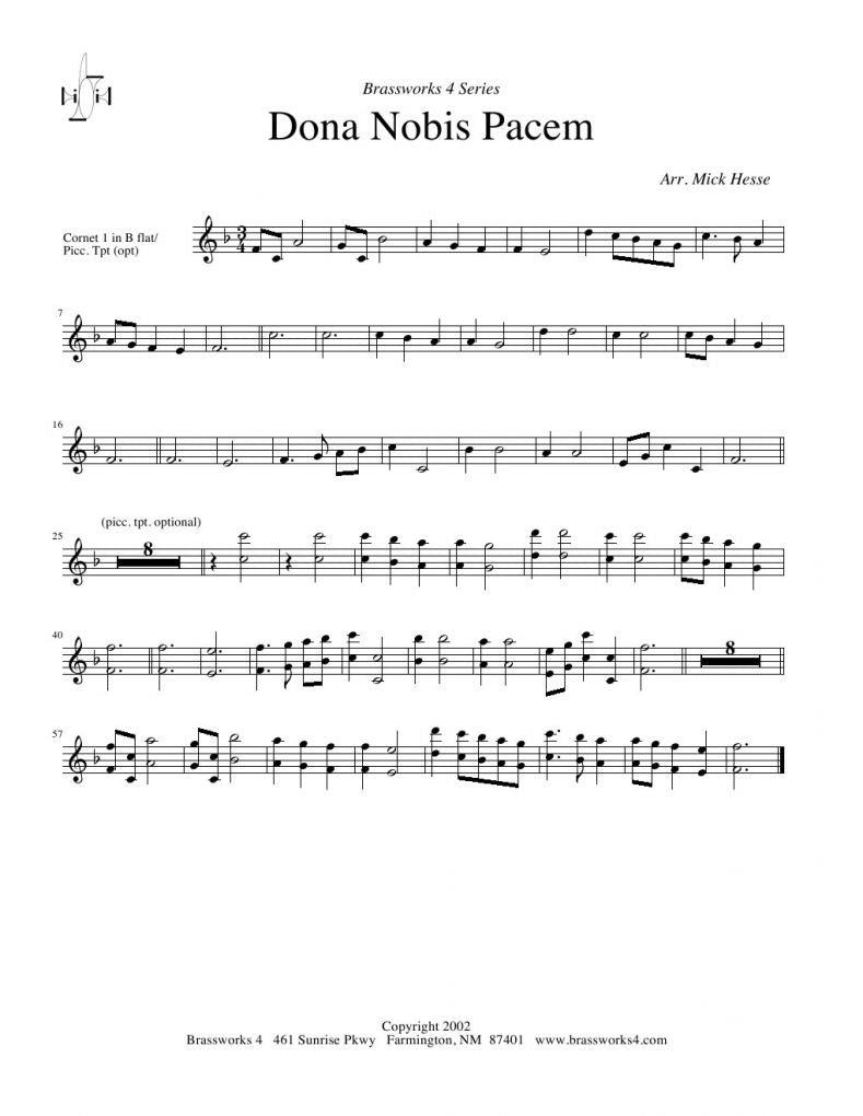 Anonymous - Dona Nobis Pacem - Brass Quartet - Brass Music Online