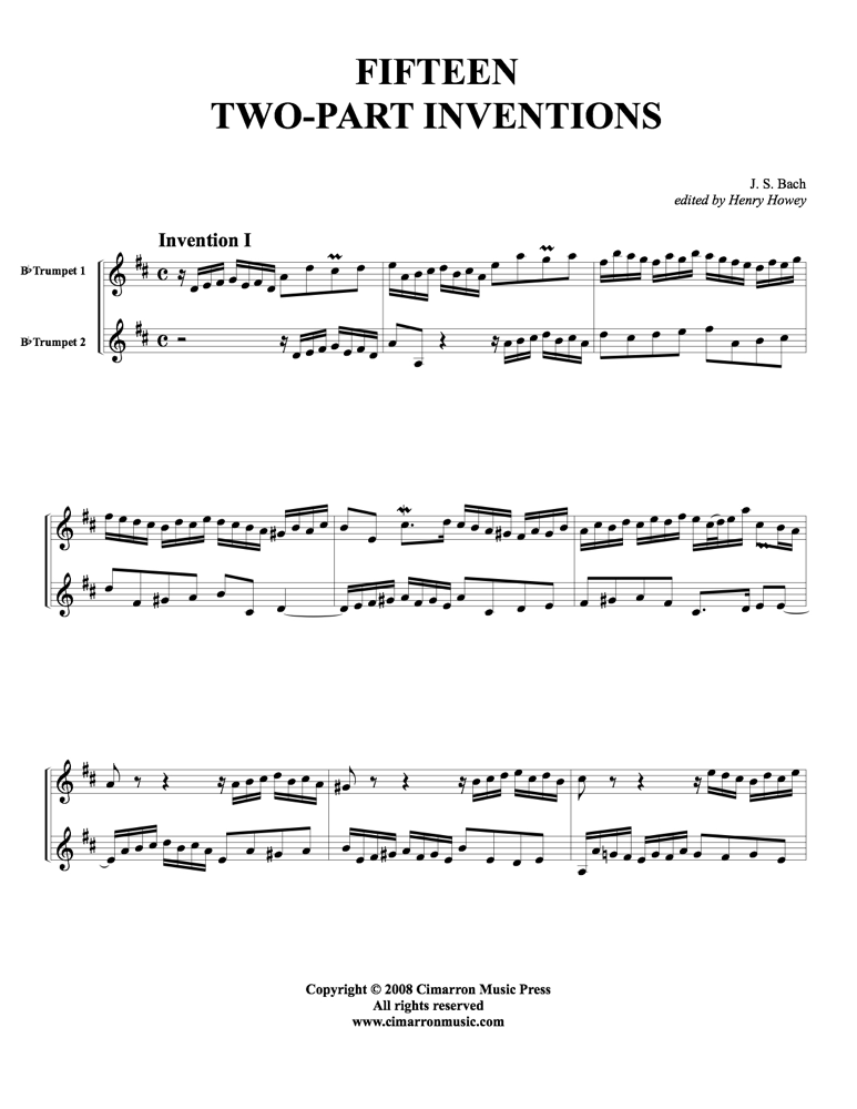Bach - 15 Two-Part Inventions - Trumpet Duo - Brass Music Online