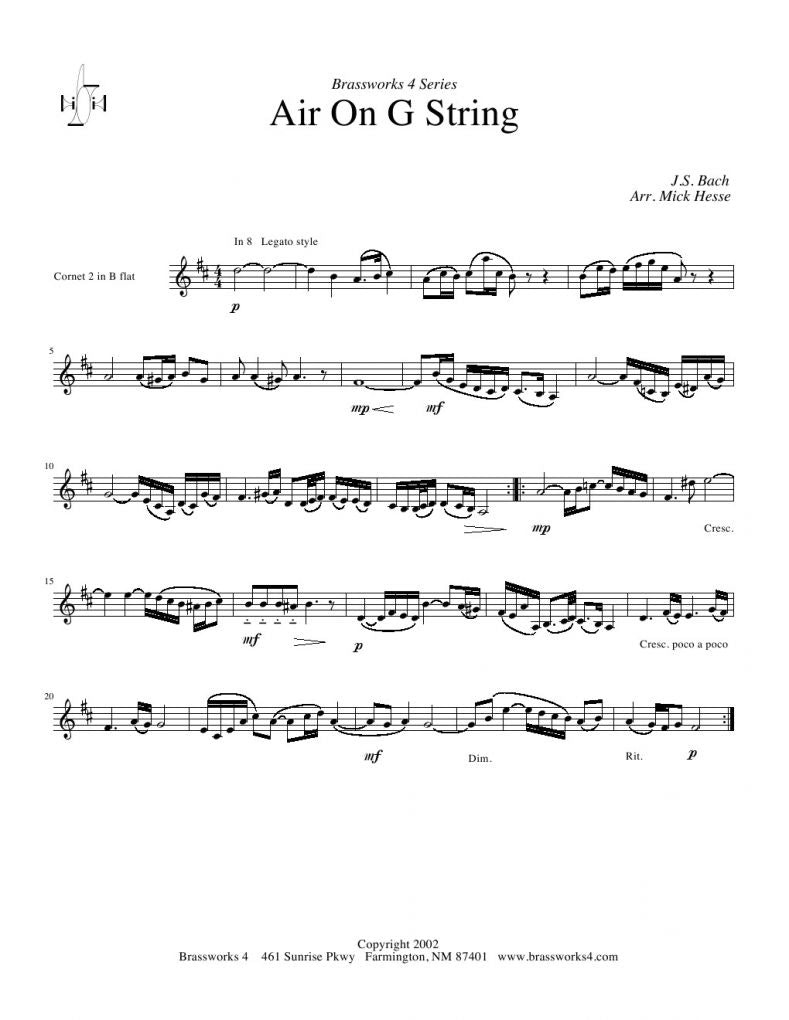 Bach - Air on G String - Brass Quartet - Brass Music Online