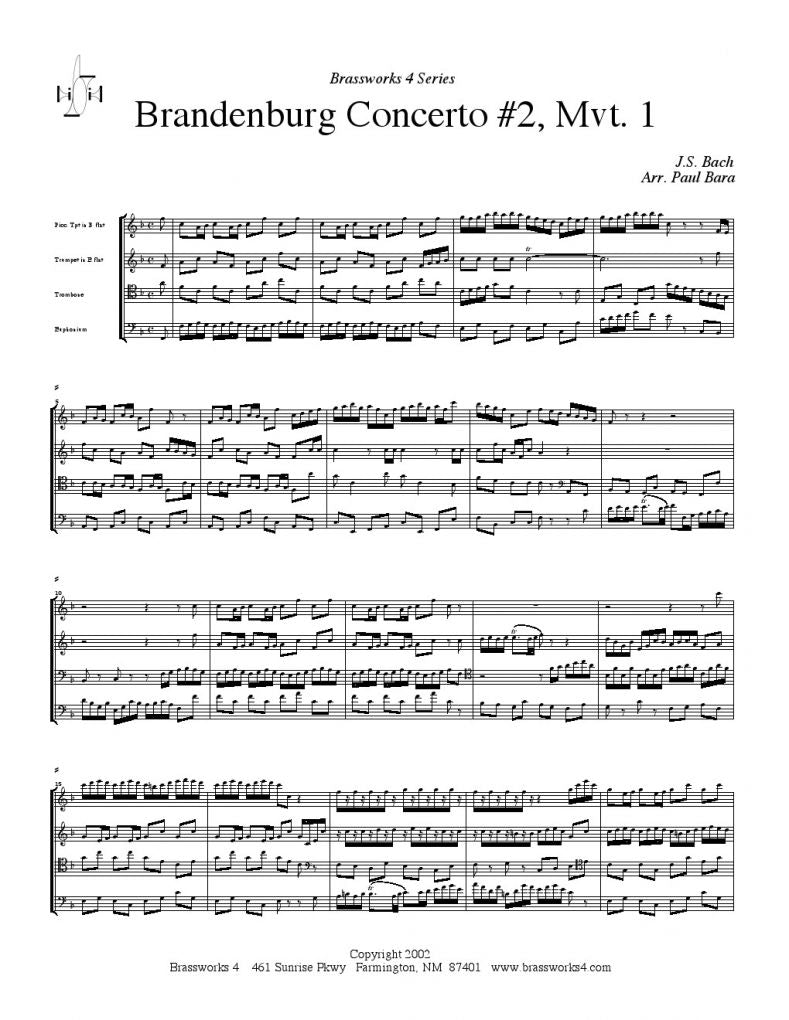 Bach - Brandenburg No.2 - Brass Quartet - Brass Music Online