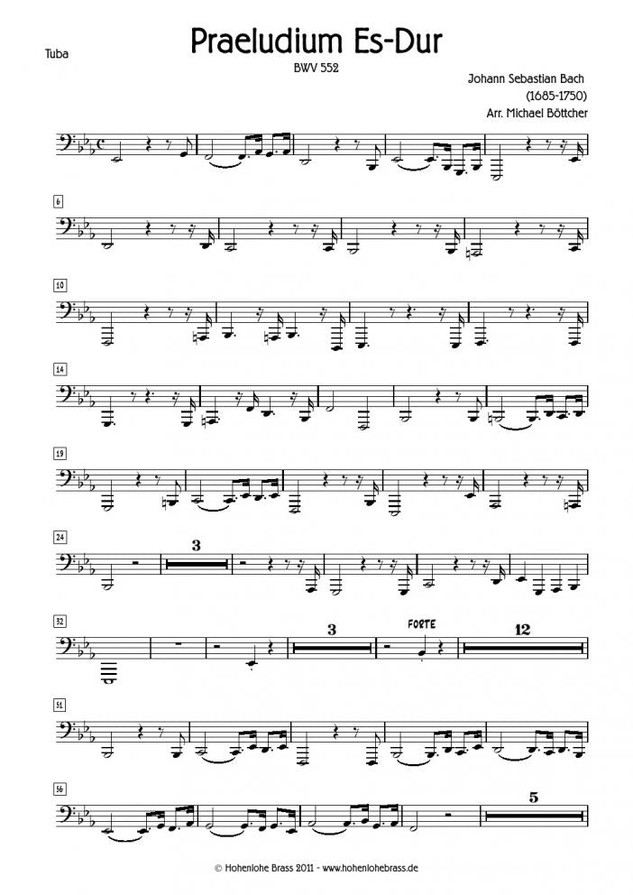 Bach - Praeludium in E-flat BWV 552 - for 10 piece Brass Choir - Brass Music Online