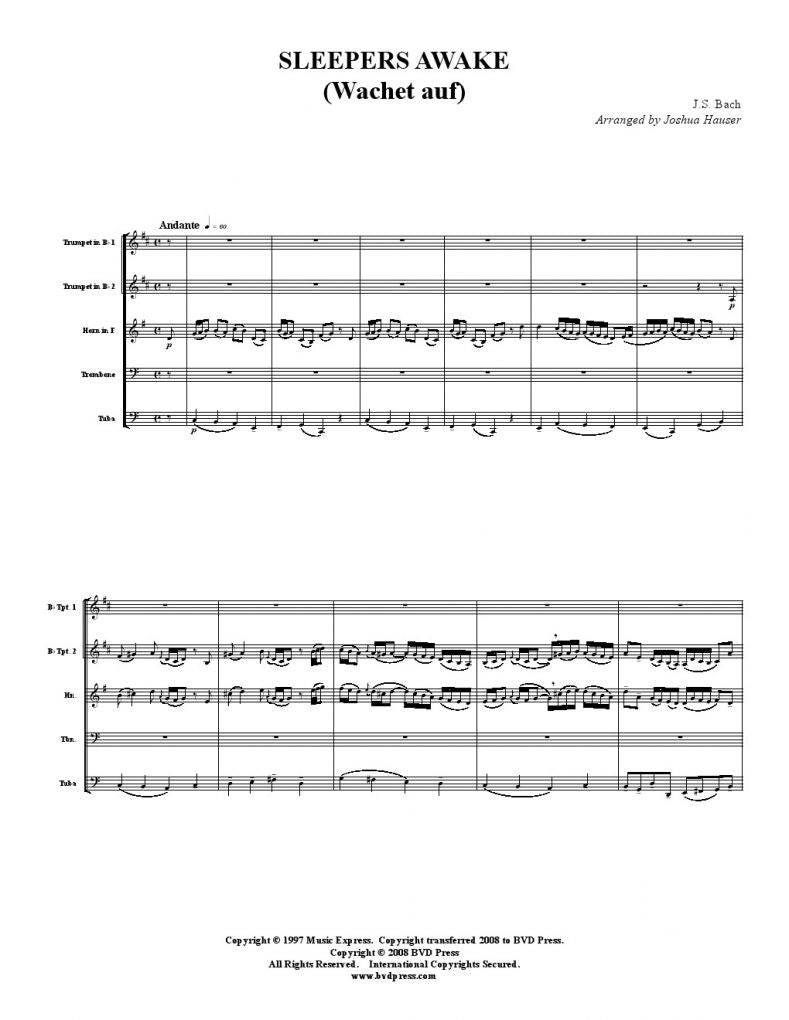 Bach - Sleepers Awake - Brass Quintet - Brass Music Online