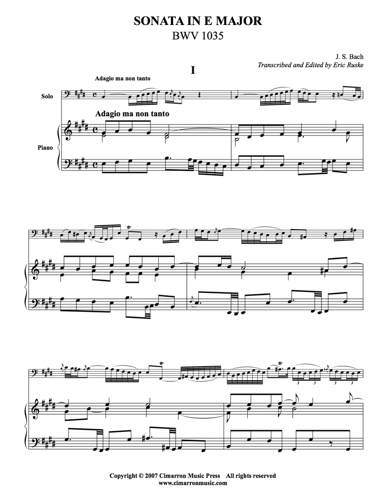 Bach - Sonata in E minor - Tuba and Piano - Brass Music Online