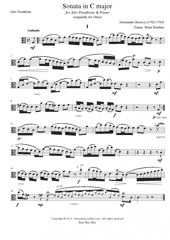 Besozzi - Sonata in C major - Alto Trombone and Piano - Brass Music Online