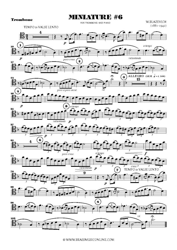 Blazhevich - Miniature No. 6 - Trombone and Piano