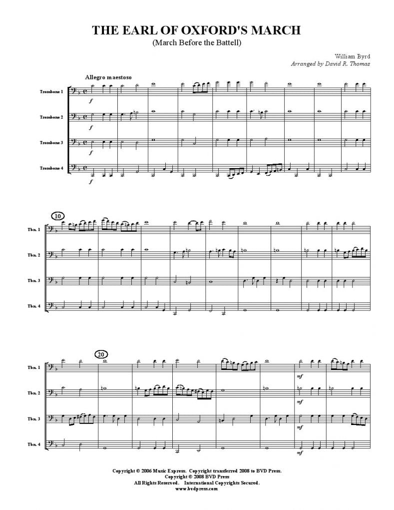 Byrd - Earl of Oxford's March - Trombone Quartet