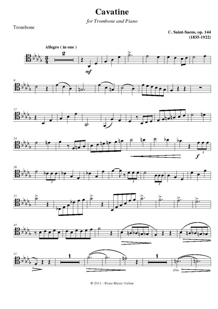 Cavatine - Trombone and Piano