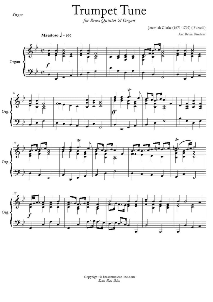 Clarke - Trumpet Tune for Brass Quintet and Organ - Brass Music Online
