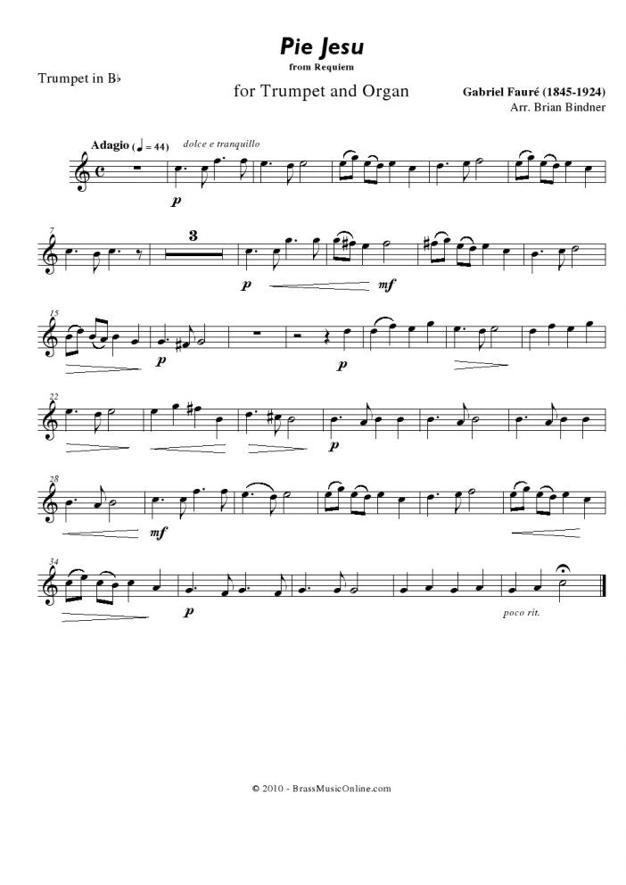 FaurÃ© - Pie Jesu - Trumpet and Organ