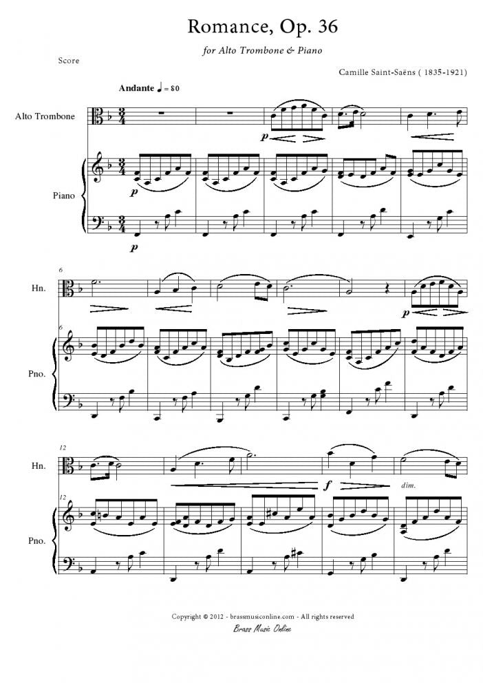 Saint-Saens - Romance Op. 36 - Alto Trombone and Piano