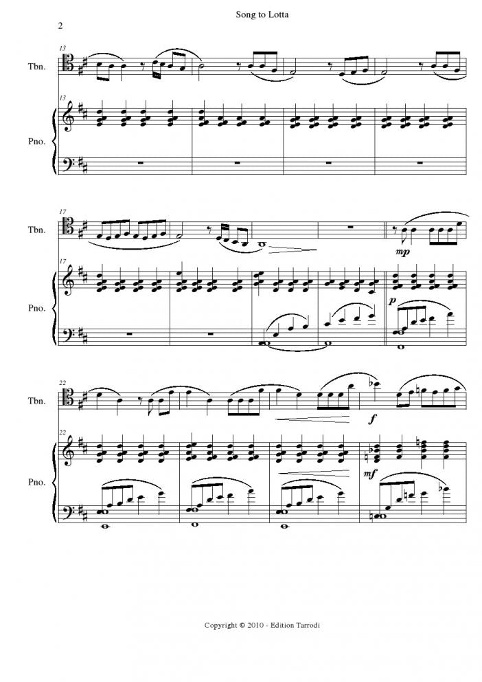 Song to Lotta for Tenor Trombone and Piano