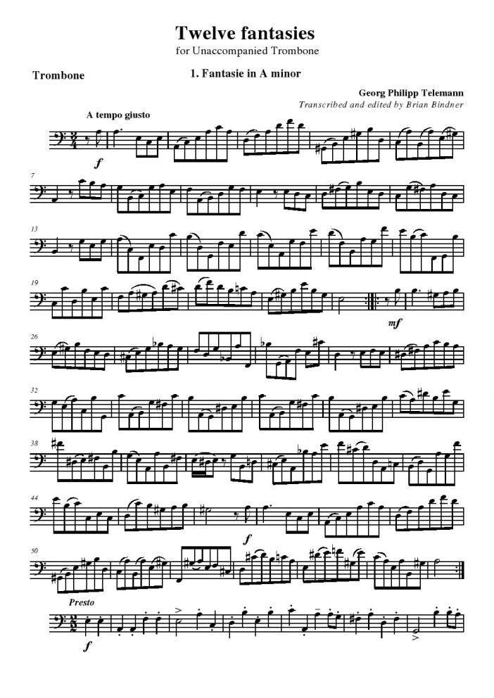 Telemann Fantasies - Trombone