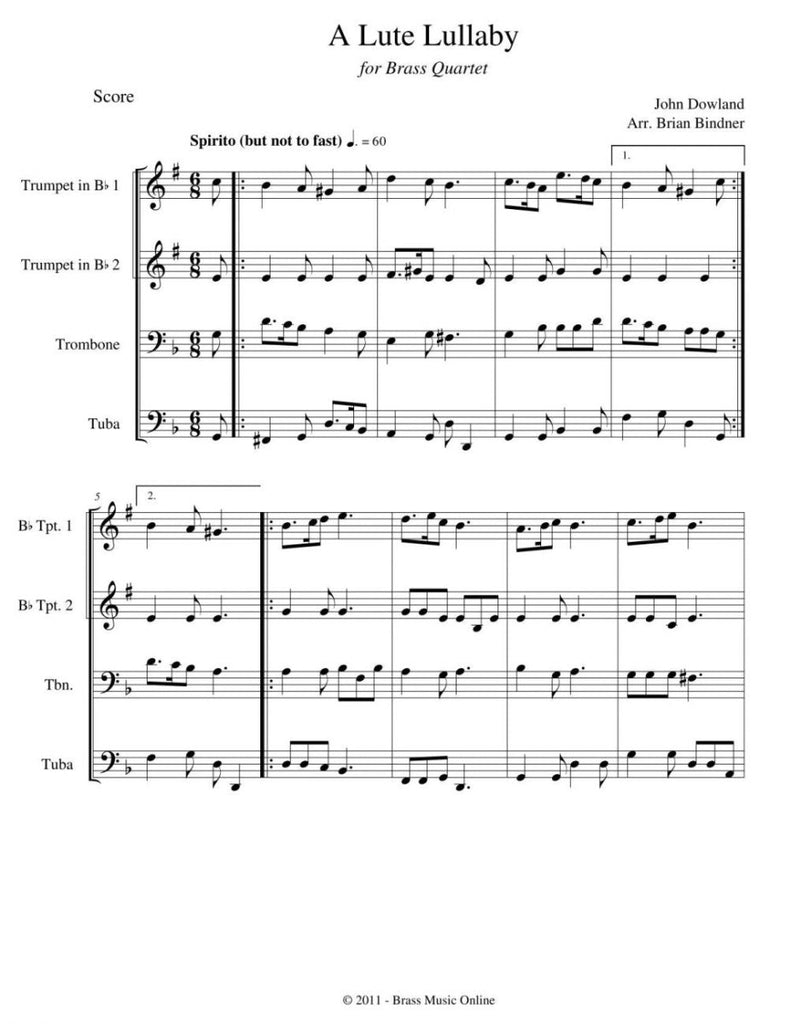 A Lute Lullaby - Brass Quartet - Brass Music Online