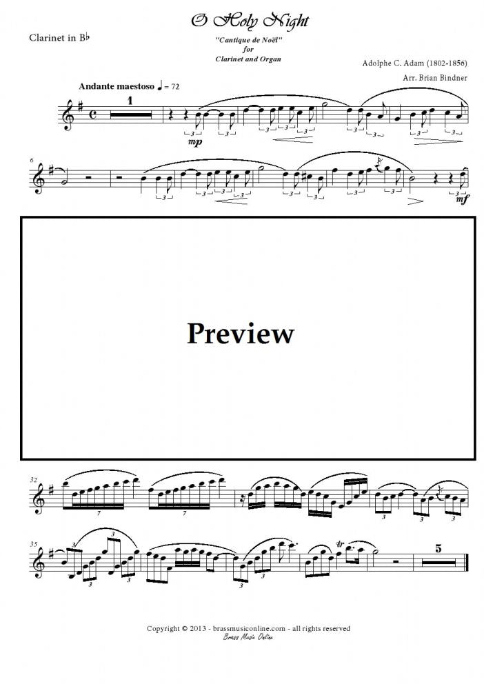 Adams - O Holy Night - Clarinet and Organ - Brass Music Online