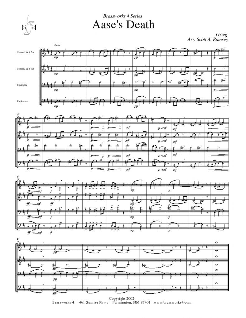 Grieg - Aese's Death - Brass Quartet