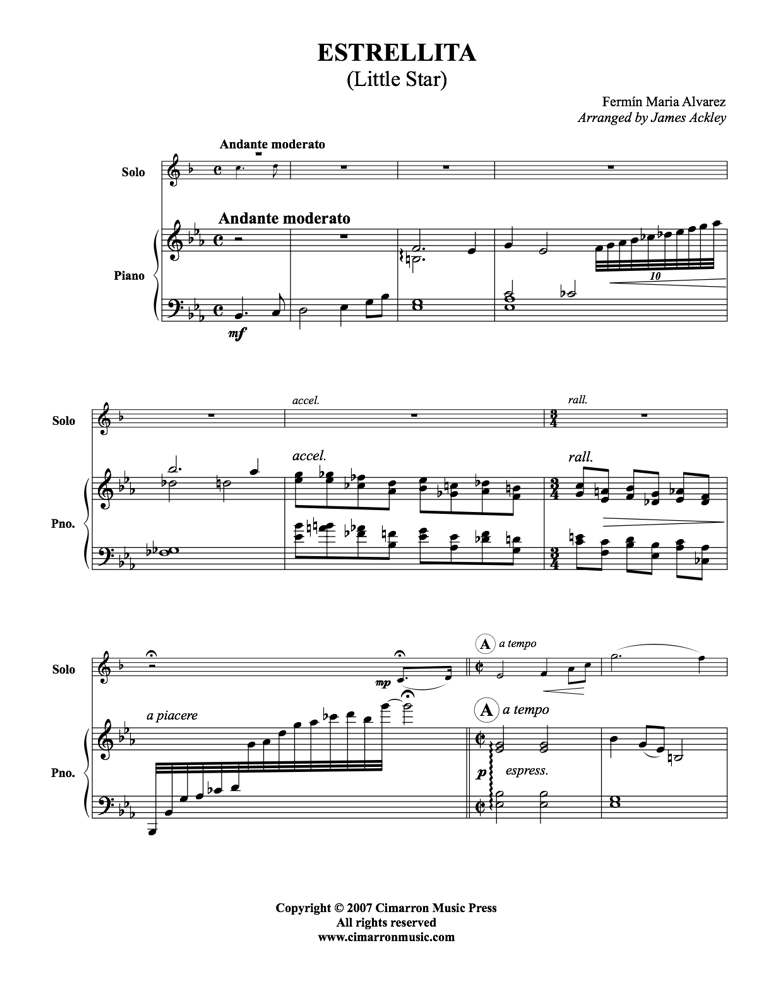 Alvarez - Estrellita - Trumpet and Piano - Brass Music Online