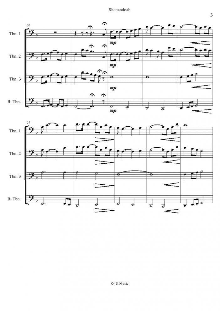 American Folksong - Shenandoah - Trombone Quartet - Brass Music Online