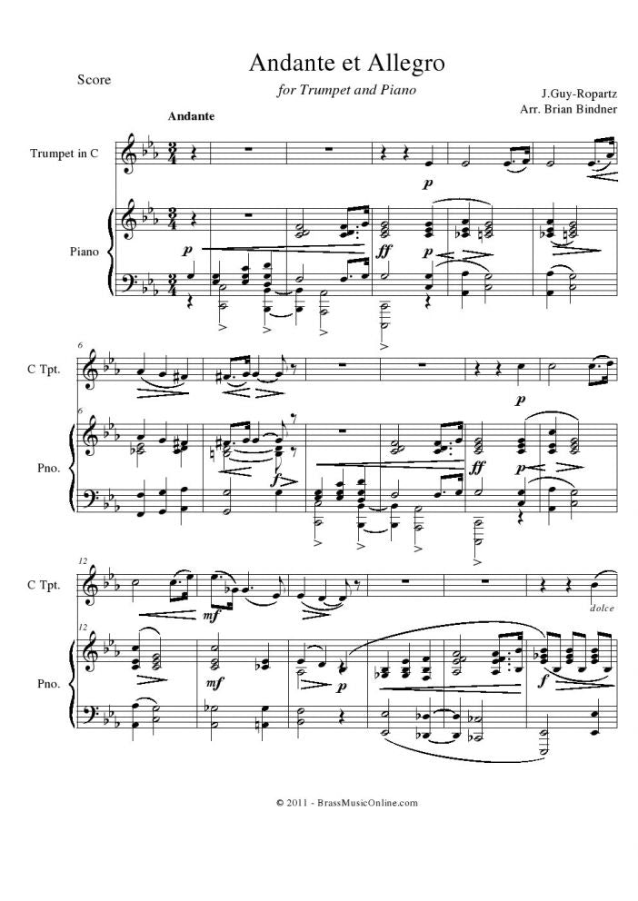 Andante et Allegro - Trumpet - Brass Music Online