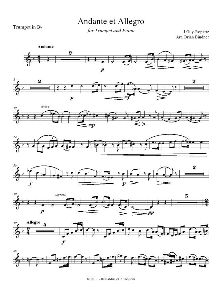 Andante et Allegro - Trumpet - Brass Music Online