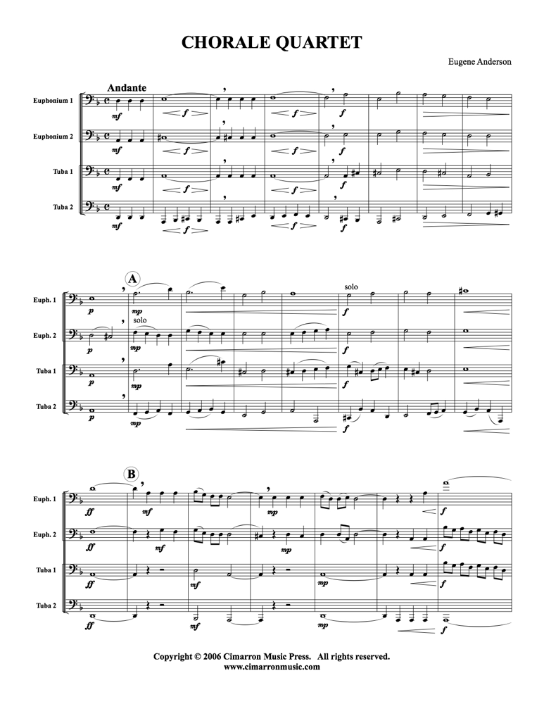 Anderson - Chorale Quartet - Tuba Quartet (EETT) - Brass Music Online