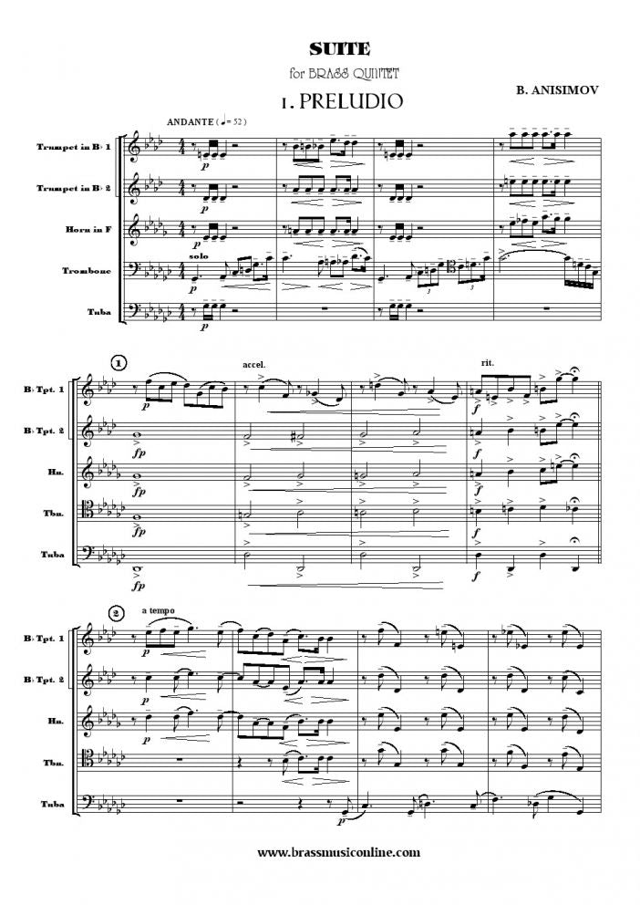 Anisimov - Suite for Brass Quintet - Brass Music Online