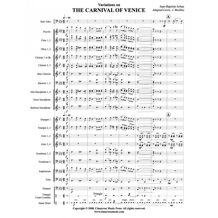 Arban - Variations on The Carnival of Venice for Tuba and Concert Band - Brass Music Online