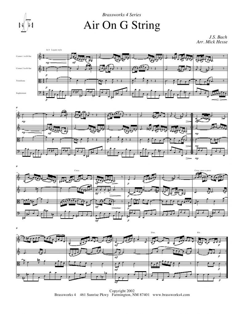 Bach - Air on G String - Brass Quartet - Brass Music Online