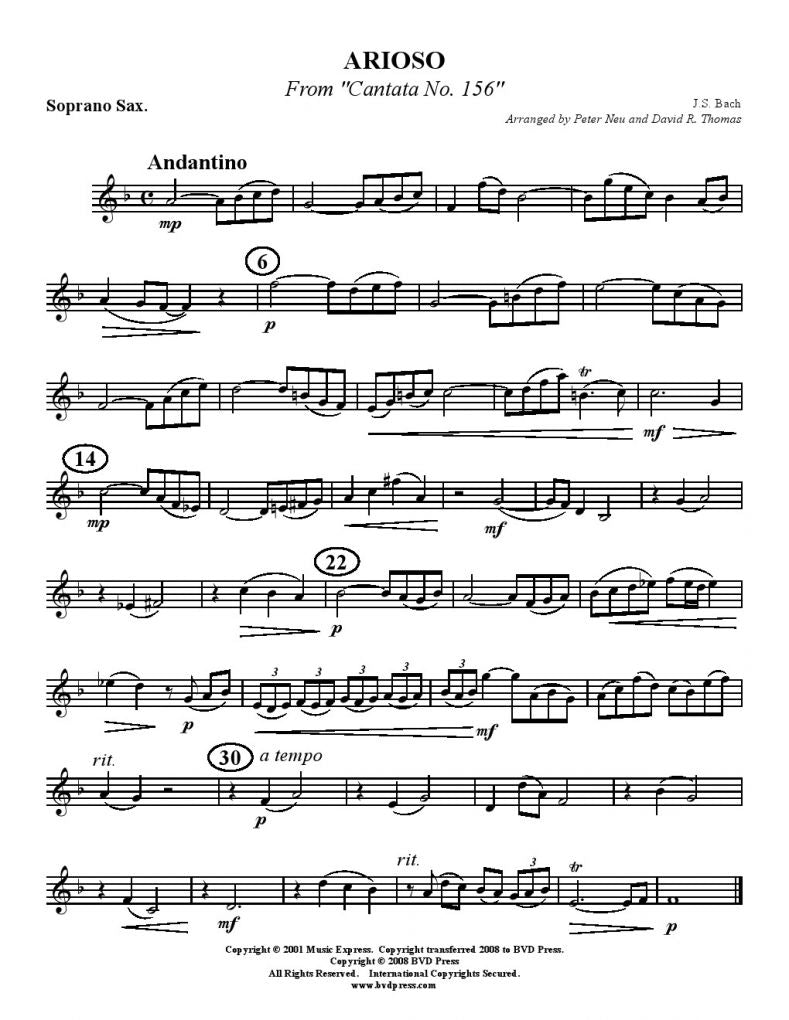 Bach - Arioso - Saxophone Quartet - Brass Music Online