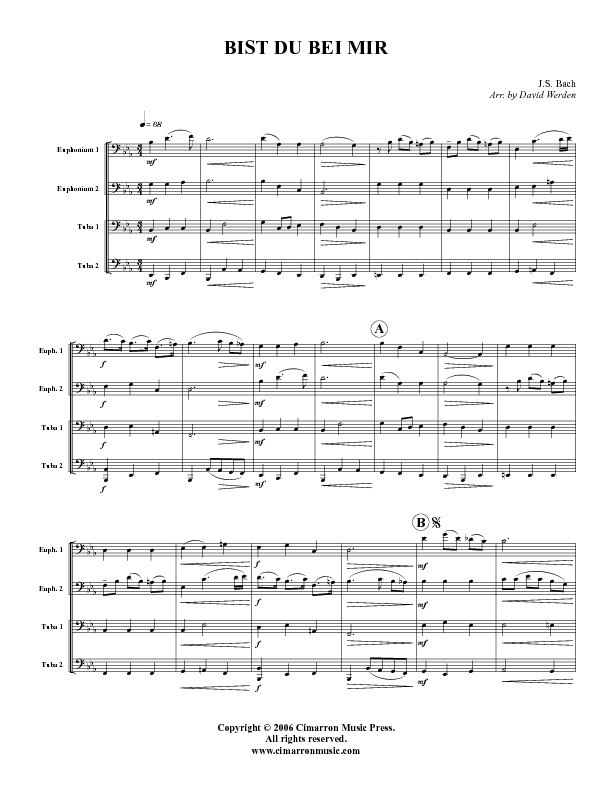 Bach - BIST DU BEI MIR - TUBA QUARTET - Brass Music Online