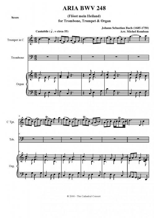 Bach - Flösst mein Heiland - Trombone, Trumpet and Organ - Brass Music Online