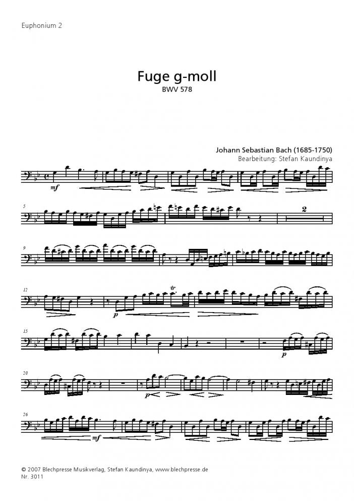 Bach - Fugue in g minor BWV 578 - Tuba Quartet - Brass Music Online