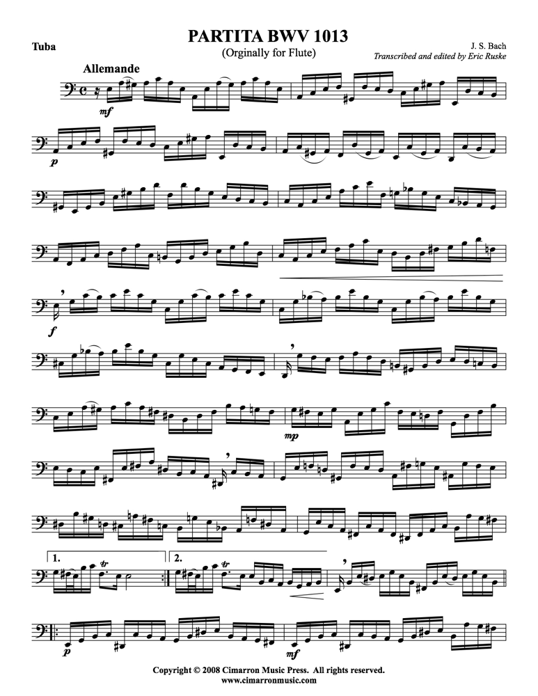 Bach, J S - Partita - Tuba Unaccompanied - Brass Music Online