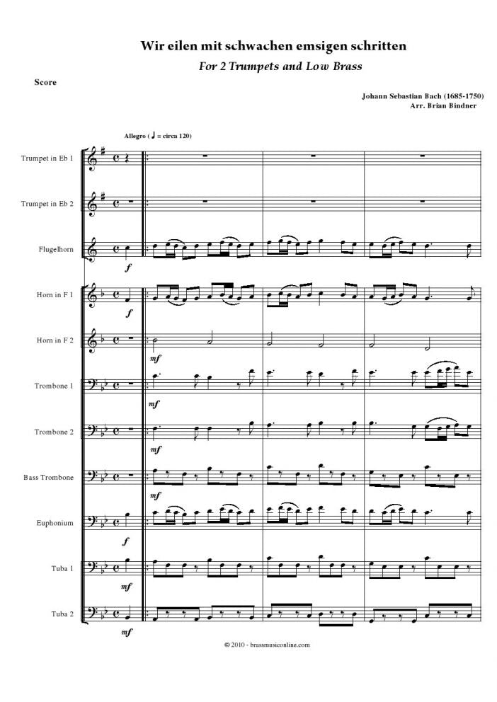 Bach - Wir Eilen mit Schwachen Emsigen Schritten - 2 Trps and Low Brass - Brass Music Online