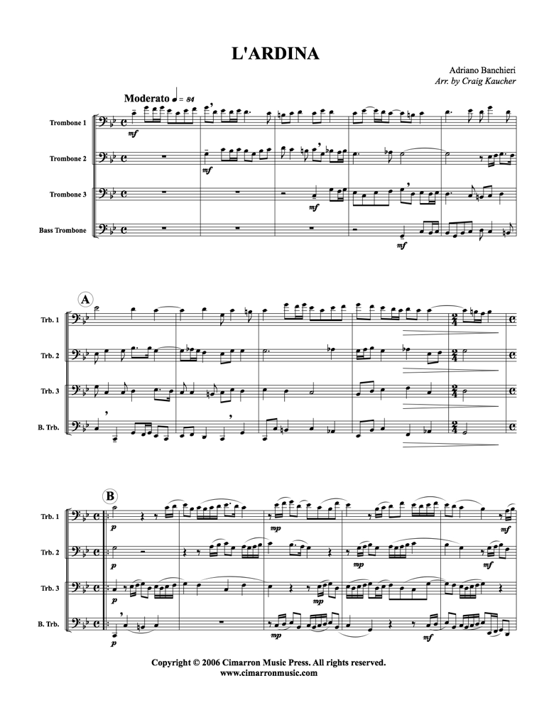 Banchieri, A - L'Ardina - Trombone Quartet - Brass Music Online