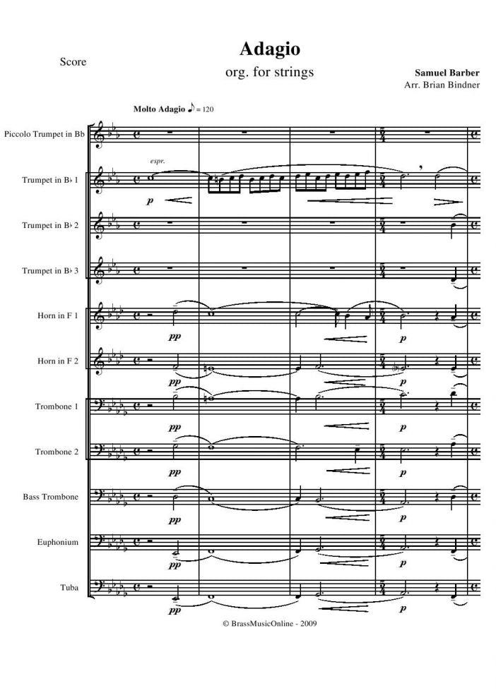 Barber - Adagio for Strings - Brass Ensemble - Brass Music Online