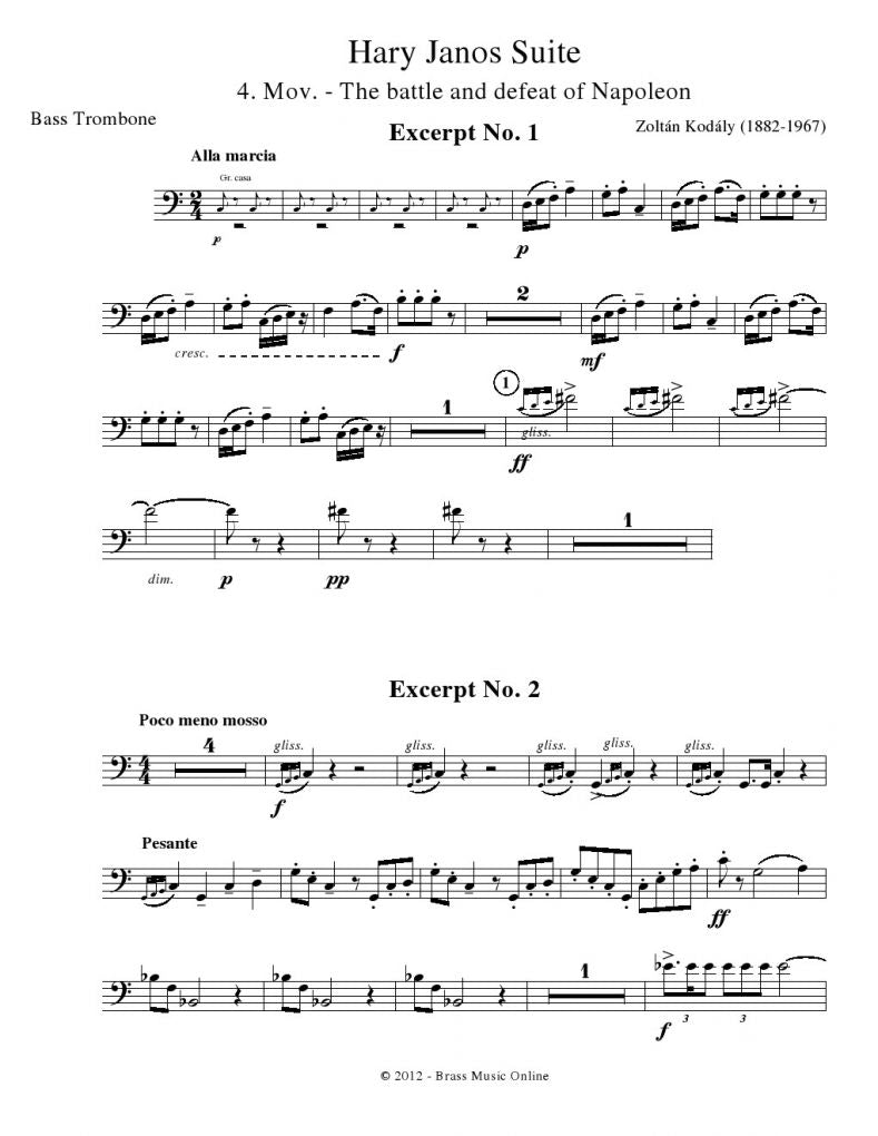 Bass Trombone Audition Excerpts - Brass Music Online