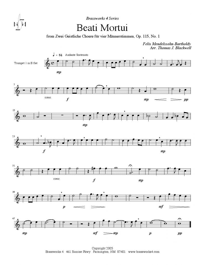 Mendelssohn - Beati Mortui - Brass Quartet