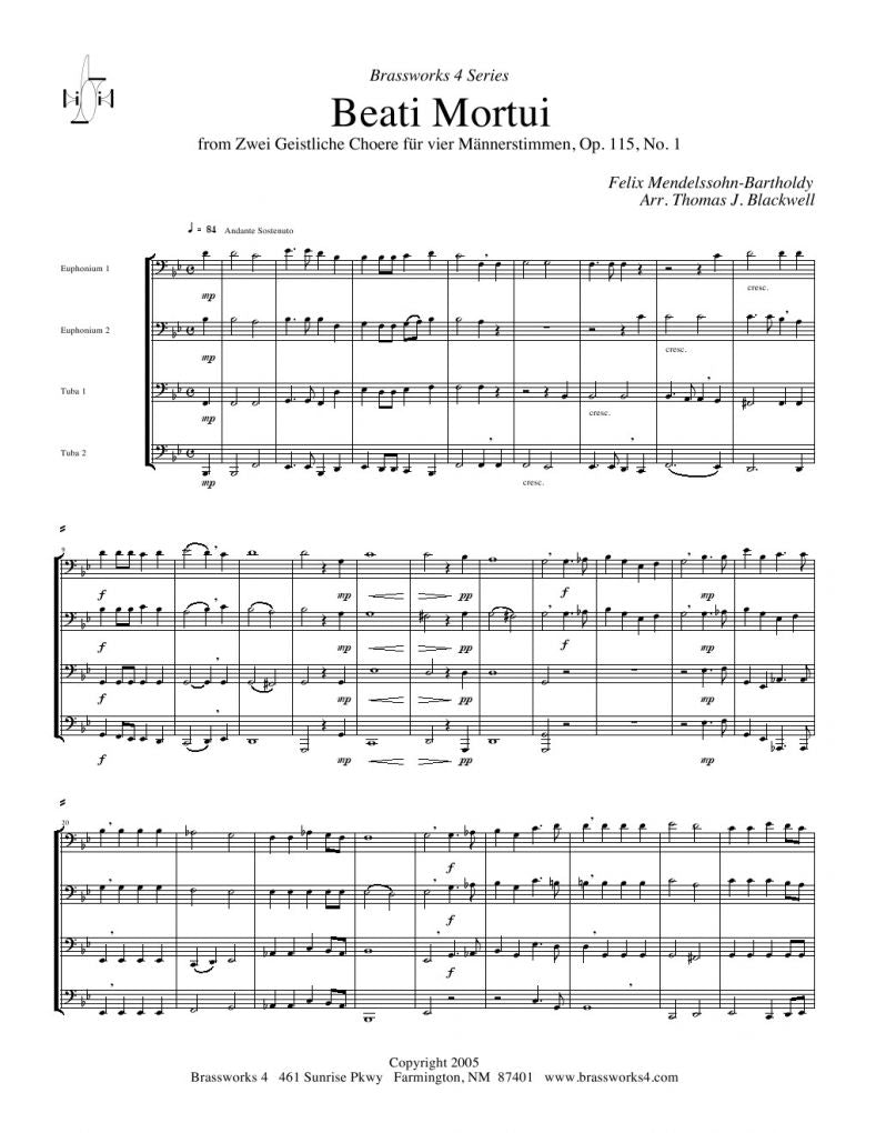 Mendelssohn - Beati Mortui - Euphonium Quartet
