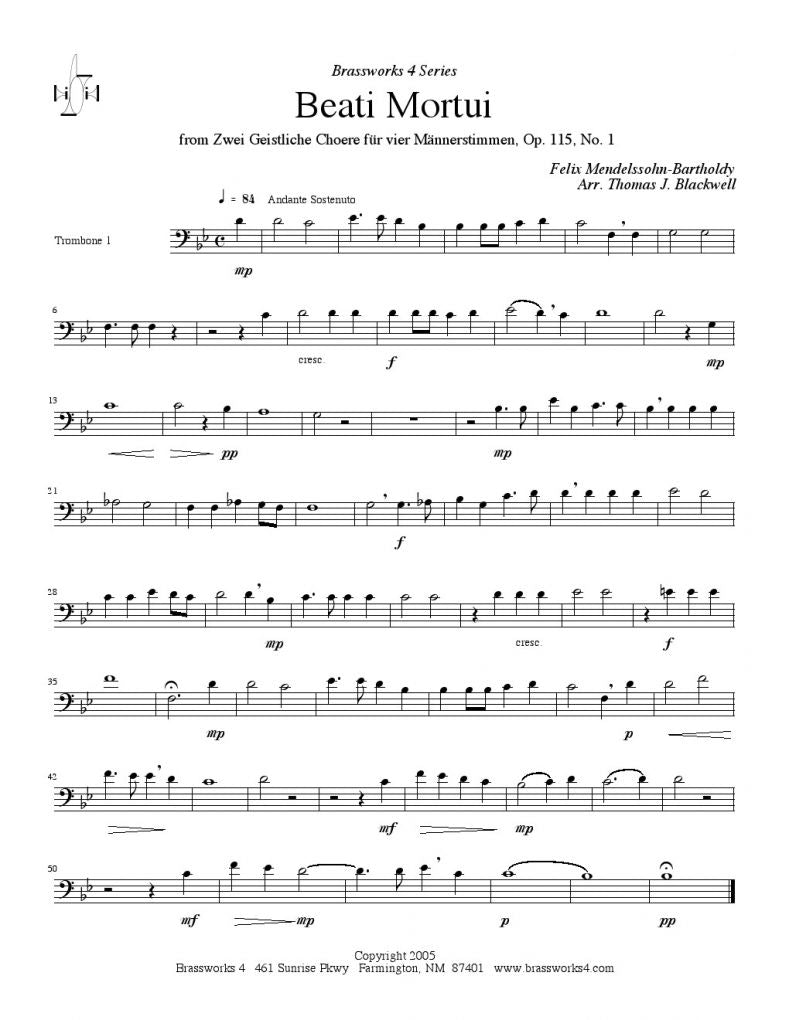 Mendelssohn - Beati Mortui - Trombone Quartet