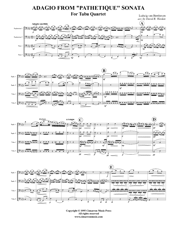 Beethoven - Adagio from Pathetique Sonata - Tuba Quartet - Brass Music Online