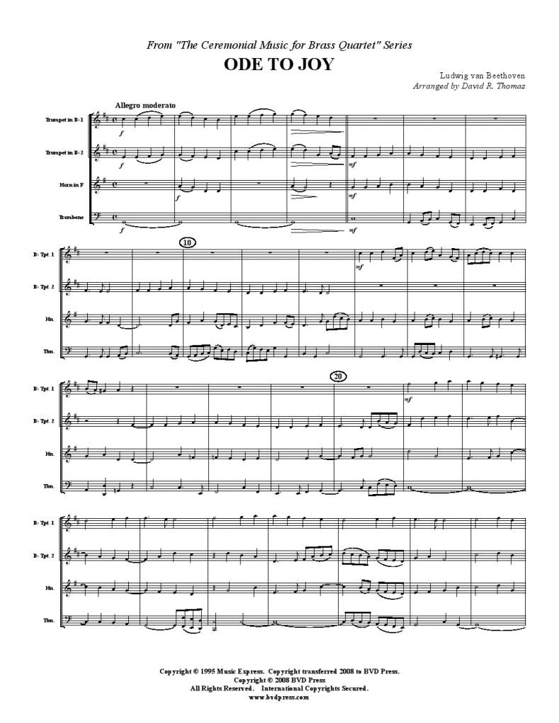 Beethoven - Ode to Joy - Brass Quartet - Brass Music Online