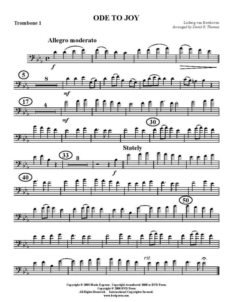Beethoven - Ode to Joy - Trombone Quartet - Brass Music Online