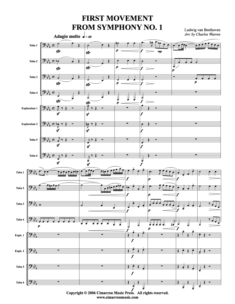 Beethoven - Symphony #1 (First Mvt.) - Tuba Ensemble - Brass Music Online