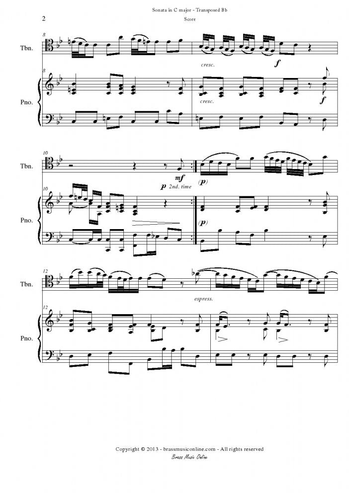 Besozzi - Sonata in C major - Tenor Trombone or Euphonium and Piano - Brass Music Online