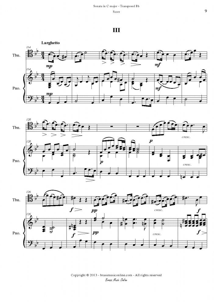Besozzi - Sonata in C major - Tenor Trombone or Euphonium and Piano - Brass Music Online