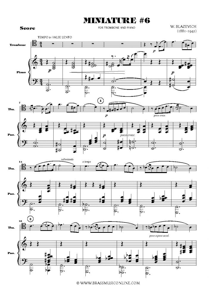 Blazhevich - Miniature No. 6 - Trombone and Piano