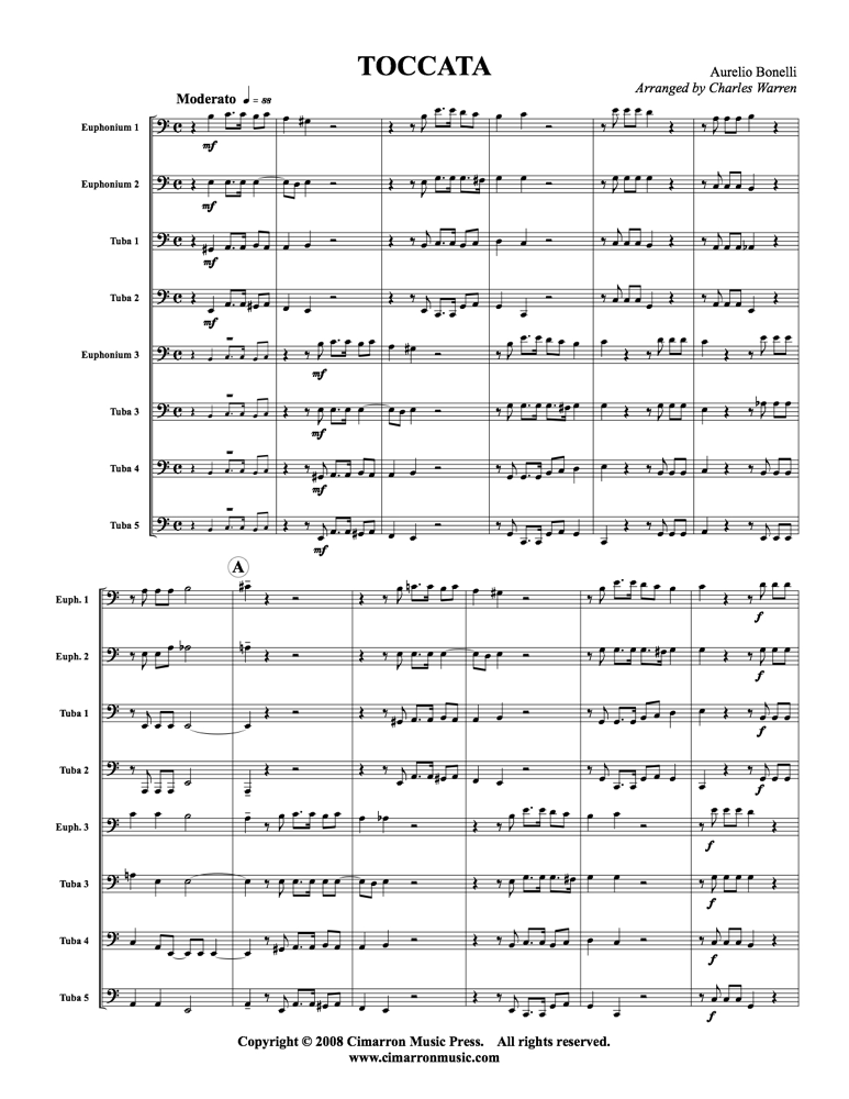 Bonelli, A - Toccata - Tuba Ensemble - Brass Music Online