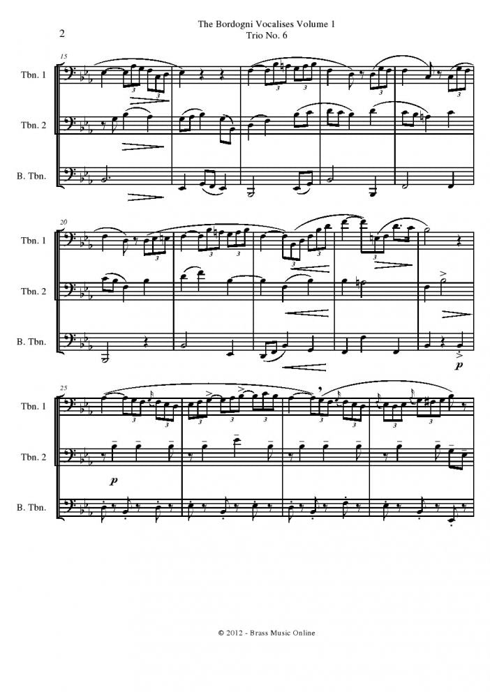 Bordogni Vocalises for Trombone Trio No. 6 - 10 - Brass Music Online